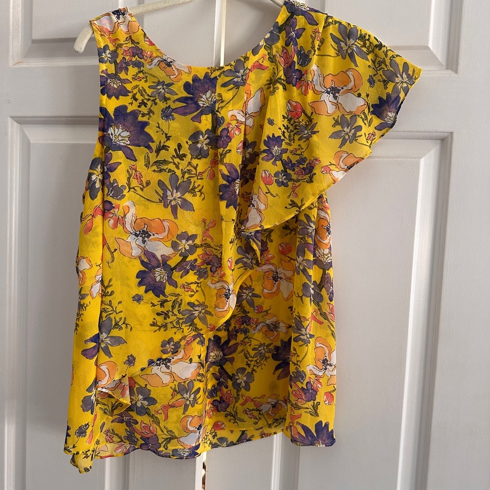 HD in Paris (Anthropologie) Yellow and Purple Floral Blouse